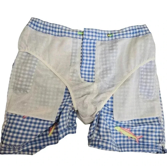 Vineyard Vines Mens Swim Trunks Bonefish Cabana Embroidered Short Gingham SZ M - Picture 9 of 9